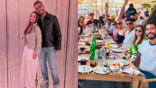 Raisha Palomaro e o namorado, Ronald Nazário; à direita, Ronaldo com Raisha, Ronald e toda a família