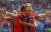 Schjelderup, autor do primeiro gol da Noruega contra a Inglaterra na Copa do Mundo 2026
