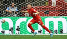 Soccer Football - FIFA World Cup 2026 - Round of 16 - Switzerland v Colombia - BC Place, Vancouver, Canada - July 7, 2026 Switzerland's Ruben Vargas celebrates scoring a penalty to win the penalty shootout REUTERS/Albert Gea