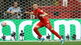 Soccer Football - FIFA World Cup 2026 - Round of 16 - Switzerland v Colombia - BC Place, Vancouver, Canada - July 7, 2026 Switzerland's Ruben Vargas celebrates scoring a penalty to win the penalty shootout REUTERS/Albert Gea