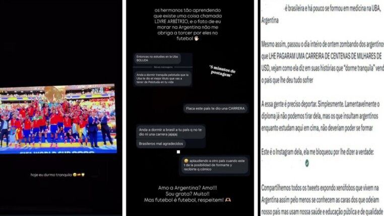 Montagem com mensagens xenofóbicas