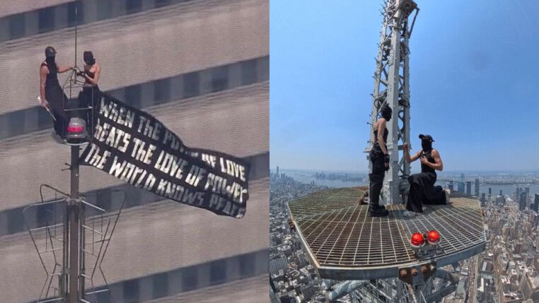 Mascarados escalam Empire State Building para fazer pedido de casamento