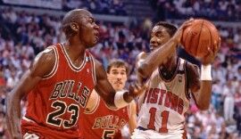 Michael Jordan contra Isiah Thomas em Chicago Bulls x Detroit Pistons