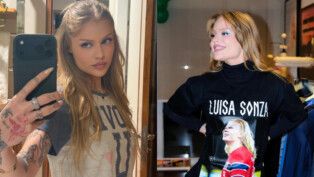 Luísa Sonza imita rabo de cavalo de Erling Haaland e posa com camisa estampada com rosto do atacante da Noruega