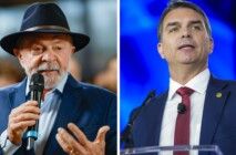 Montagem com Lula e Flávio Bolsonaro