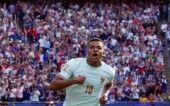 FIFA World Cup 2026 - Quarter Final - France v Morocco Futebol — Copa do Mundo da FIFA 2026 — quartas de final — França x Marrocos — Estádio de Boston, Foxborough, Massachusetts, EUA — 09/07/2026. Kylian Mbappé, da França, comemora após marcar o primeiro gol da equipe.