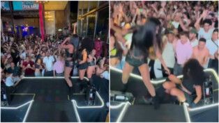 foto mostra momento em que palco da artista cede em show em contagem