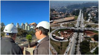 foto mostra visita do prefeito damião à obra do trevo do belvedere em BH