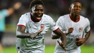 Soccer Football - Serie A - Torino v AC Milan - Stadio Olimpico Grande Torino, Turin, Italy - August 23, 2026 AC Milan's Alphadjo Cisse celebrates scoring their first goal REUTERS/Daniele Mascolo