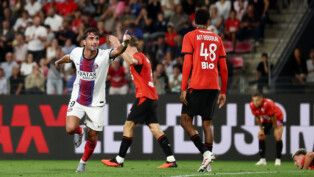 Soccer Football - Ligue 1 - Stade Rennes v Paris St Germain - Roazhon Park, Rennes, France - August 23, 2026 Paris St Germain's Ferran Torres celebrates scoring their second goal REUTERS/Stephane Mahe