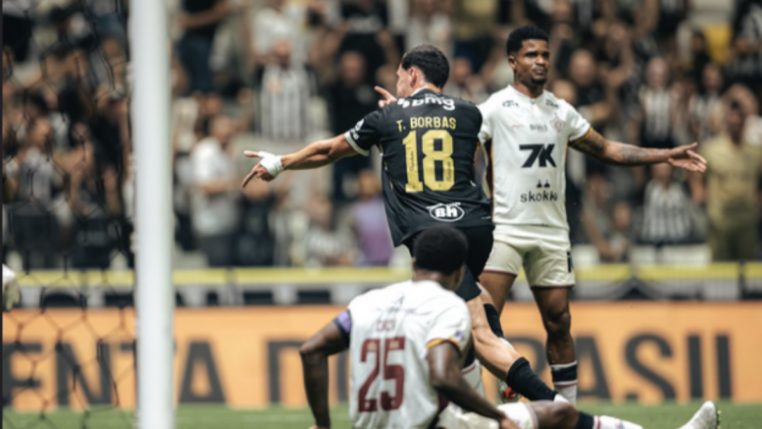 Borbas comemorando o primeiro gol do Galo. Foto: Pedro Souza / Atlético