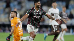 Soccer Football - Copa Libertadores - Quarter Final - First Leg - Fluminense v Platense - Estadio Maracana, Rio de Janeiro, Brazil - September 8, 2026 Fluminense's Hulk celebrates scoring their second goal REUTERS/Ricardo Moraes