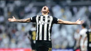 Cuello em comemoração do segundo gol do Galo. Foto: Pedro Souza / Atlético