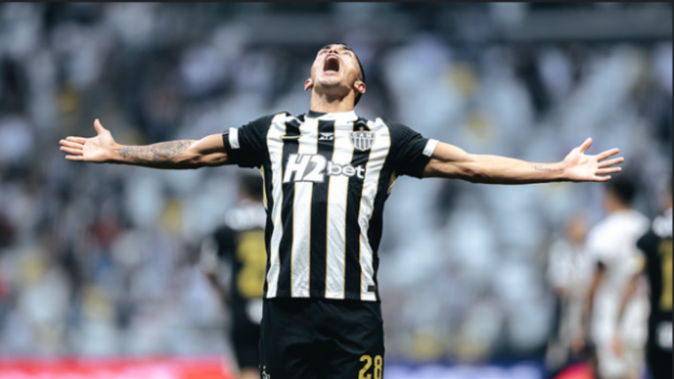 Cuello em comemoração do segundo gol do Galo. Foto: Pedro Souza / Atlético