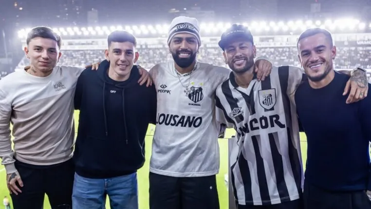 Neymar, Gabigol, Coutinho e amigos na Vila Belmiro