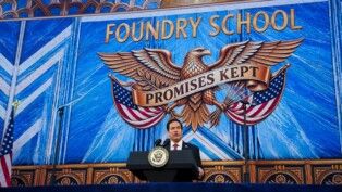 O secretário de Estado dos Estados Unidos, Marco Rubio, faz um pronunciamento durante o lançamento da Foundry School, iniciativa de capacitação profissional, no Instituto da Paz dos Estados Unidos, em Washington, D.C., EUA, em 03/09/2026.